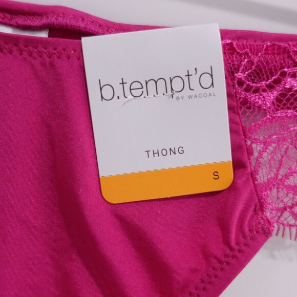 NEW b.tempt'd by Wacoal It's On Thong Underwear Pink Size S 972296 - Picture 4 of 5